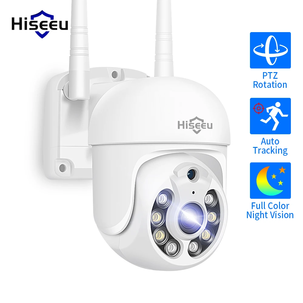 Cámara WIFI de 5MP para exteriores, cámaras IP PTZ con Zoom Digital 1536P 5X, Audio P2P, vigilancia CCTV, funciona con sistema CCTV inalámbrico Hiseeu