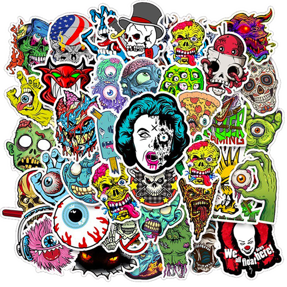 10/30/50PCS Serie Horror Teschio Zombie Adesivi Freschi Laptop Chitarra Bagagli Impermeabile Graffiti Decalcomania Del Capretto Giocattoli Classici