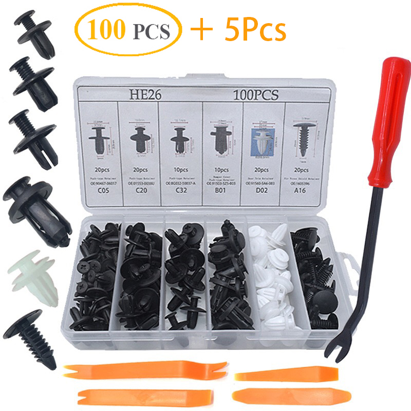 100pcs Mixed Car Plastic Clips Auto Fixing Door Closer Pin Removing Retainer Rivet Screws Disassembly Tools For Removal Products