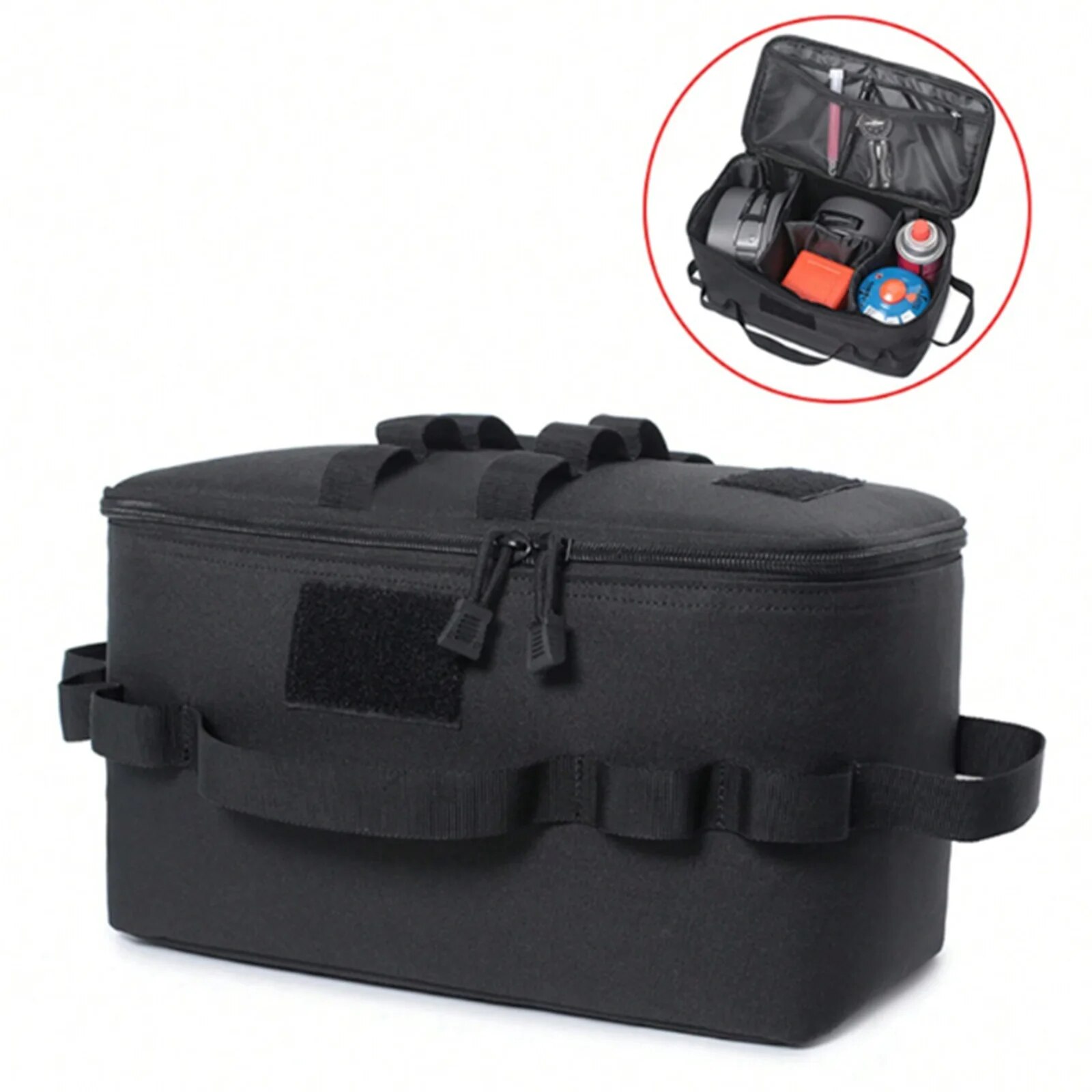 กระเป๋า Molle สำหรับตั้งแคมป์กลางแจ้งกระเป๋าเก็บของตะกร้ากระป๋อง kompor Gas หม้อกระสอบกระเป๋าใส่โน๊ตบุ๊คแบบพกพาอุปกรณ์เครื่องครัวกระเป๋าปิคนิค