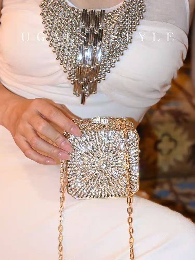 Strass de cristal diamante saco noite glitter mini caixa luxo designer moda bolsa embreagem para festa casamento bolsa feminina