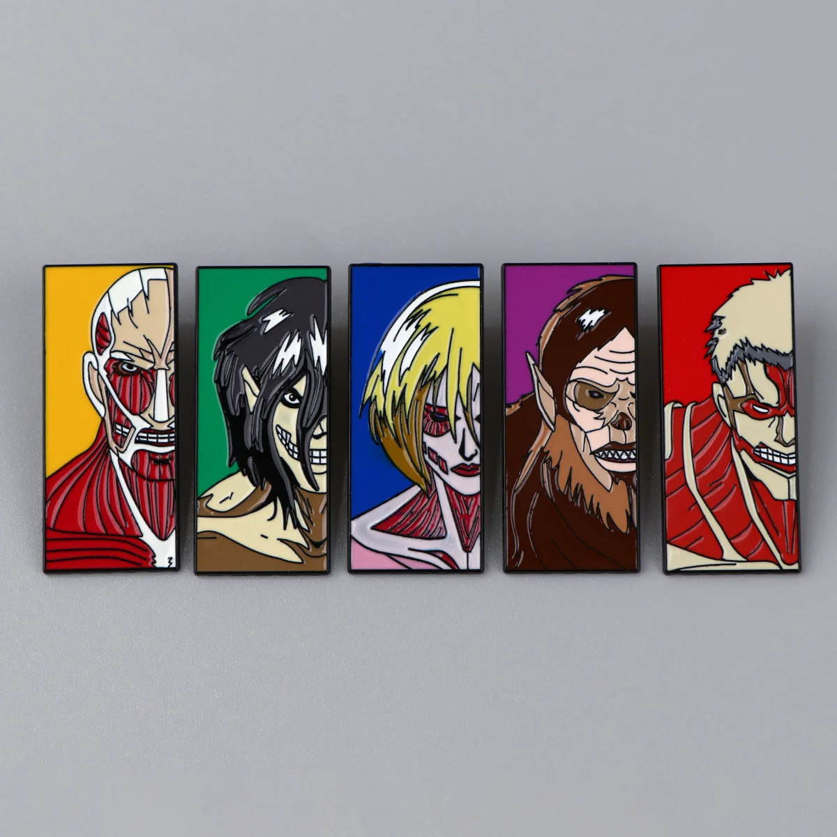 5pcs Anime Attack Titan Cartoon Enamel Brooch Funny Founding Titan Metal Badge Lapel Pin Cosplay Jewelry Accessories Fan Gifts