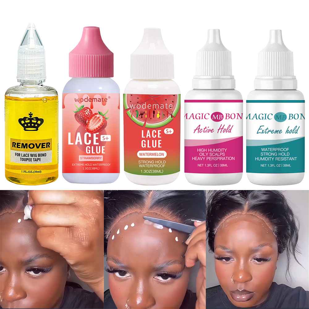 Wig lem tahan air 38ml, Wig lem pengganti rambut, perekat tahan keringat, lem renda tahan kuat, Kit instalasi penghilang lem 30ML
