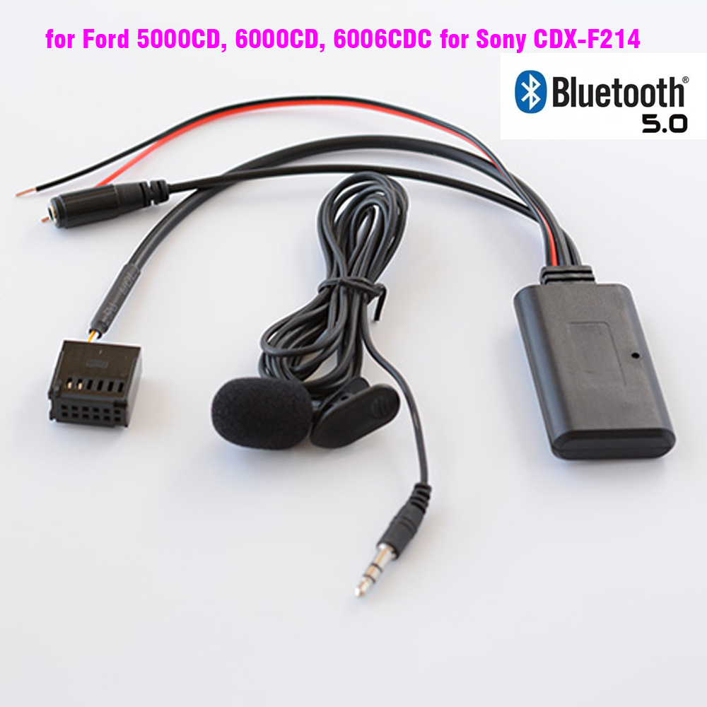 Adaptador de micrófono inalámbrico bluetooth para coche, estéreo, AUX IN, música para Ford Focus 6000CD 5000CD Mondeo Fiesta Fusion Galaxy C-MAX