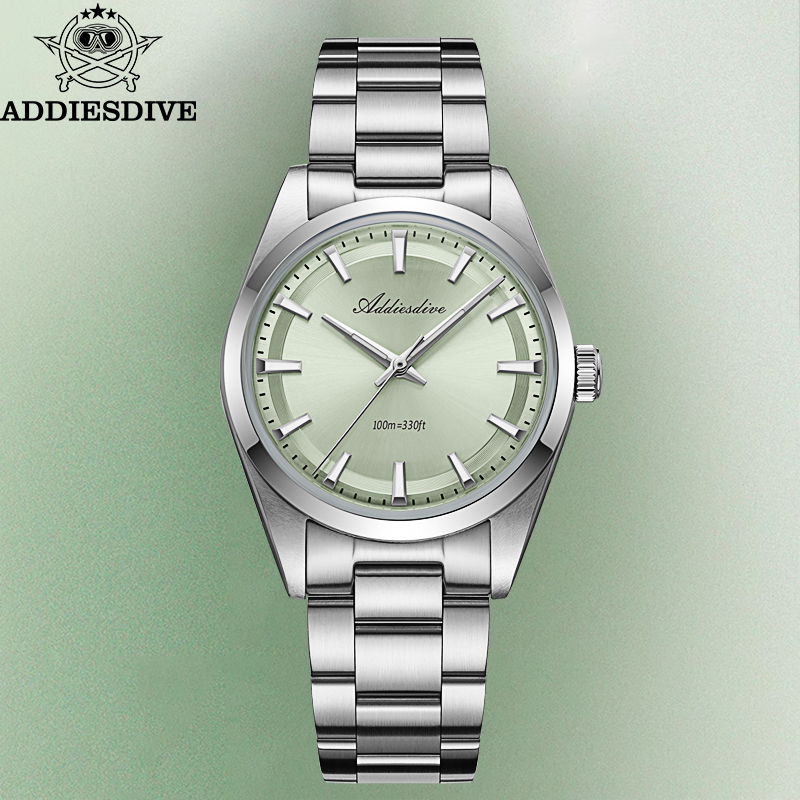 ADDIESDIVE 36 мм AD2066 Мужские часы BGW9 Luminou Bubble Mirror Glass Нержавеющая сталь 316L Reloj Hombre 100 м Водонепроницаемые кварцевые часы