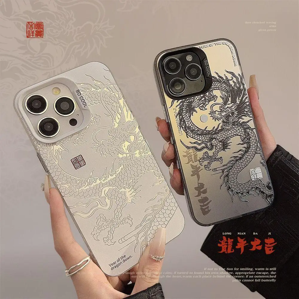 Etui na telefon Xiaomi Redmi Note 15 5G 12 13 14 Pro Plus 5G 4G Redmi 15C 15 13C 12C A5 12 MI 15T Pro 5G z motywem chińskiego smoka na Nowy Rok
