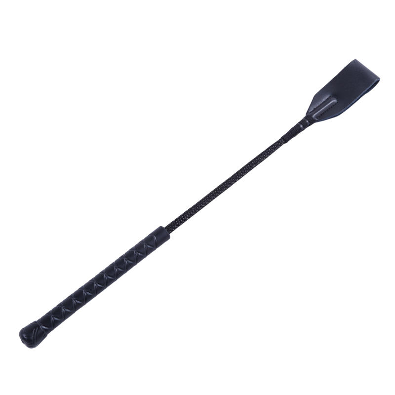 High Quality Black Faux Leather Horse Whip Hand Made Halter Braided Riding Whip Horse Racing Equipment
