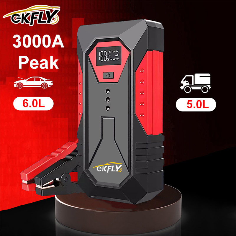 GKFLY arrancador de batería de coche banco de energía portátil 3000A/4000A refuerzo de batería de coche 12V dispositivo de arranque de coche para gasolina diésel 6.0L/4.0L