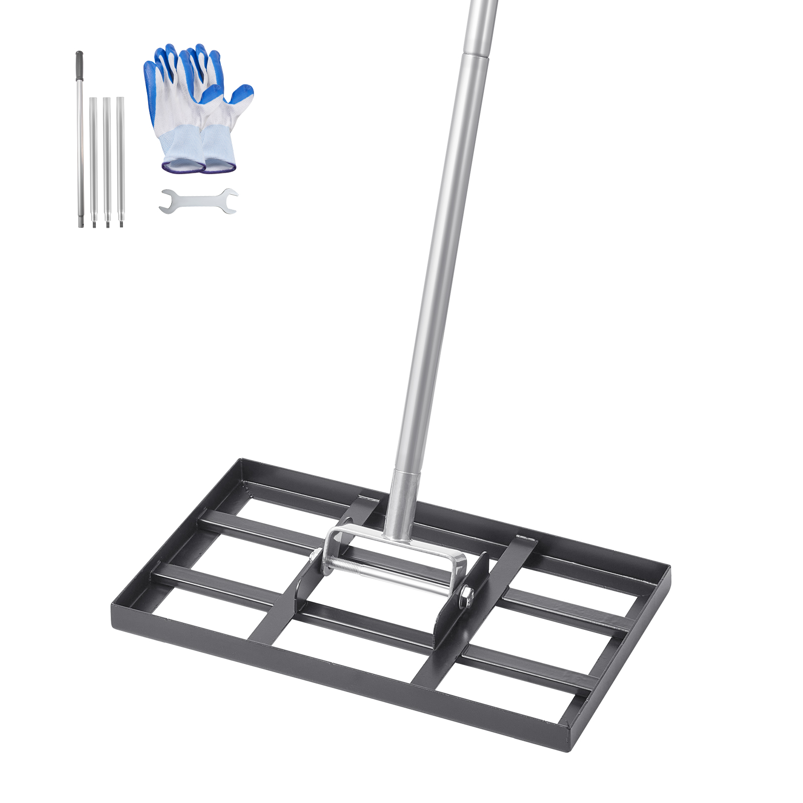 SucceBuy Lawn Leveling Rake with Handle Ground Plate Rust-Resistant Carbon Steel Soil Leveler Effort Saving Lawn Leveling