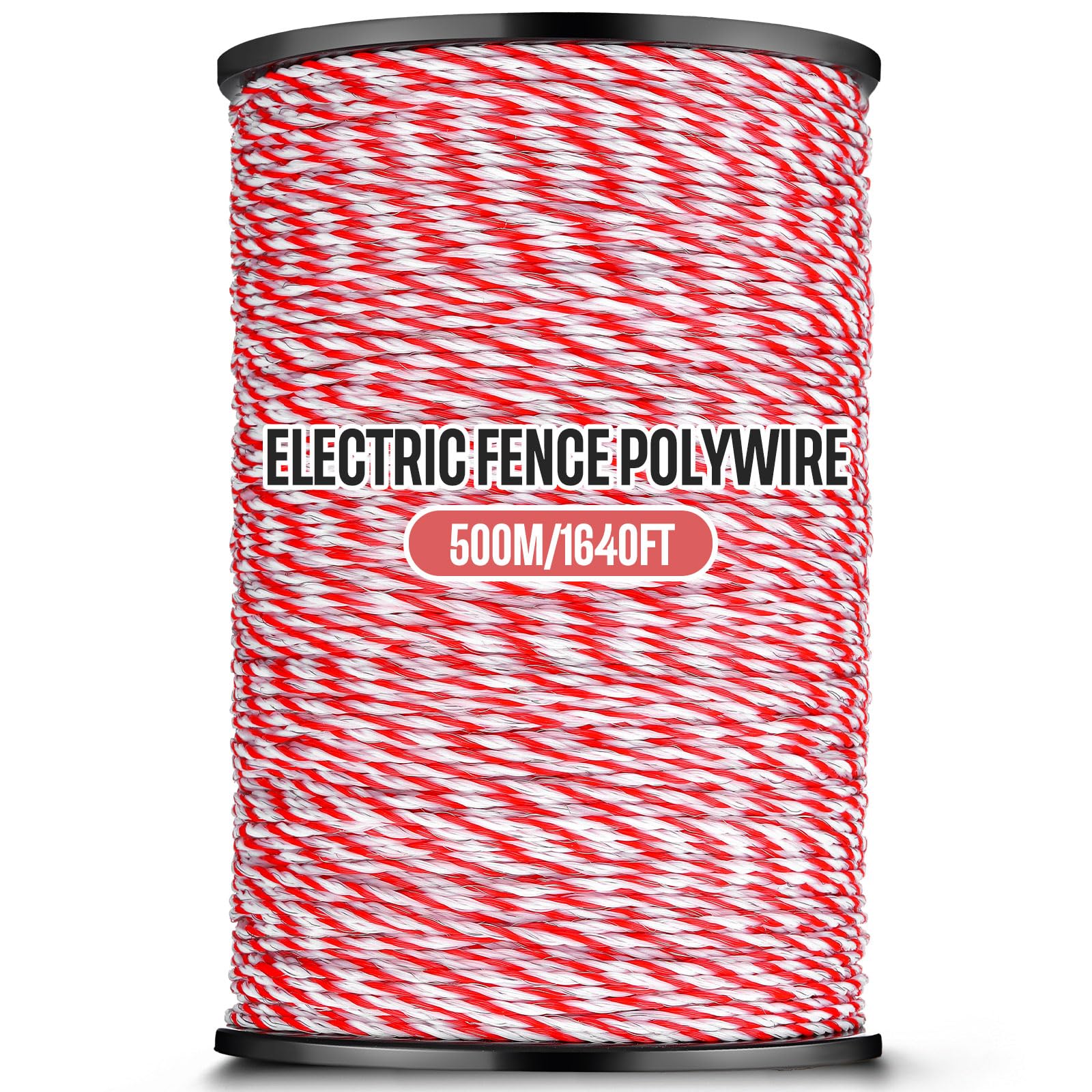 Corda de polywire para cerca elétrica, rolo de 200/500m com corda poli de aço para cerca de animais de cavalo, fio de ultra baixa resistência e acessório