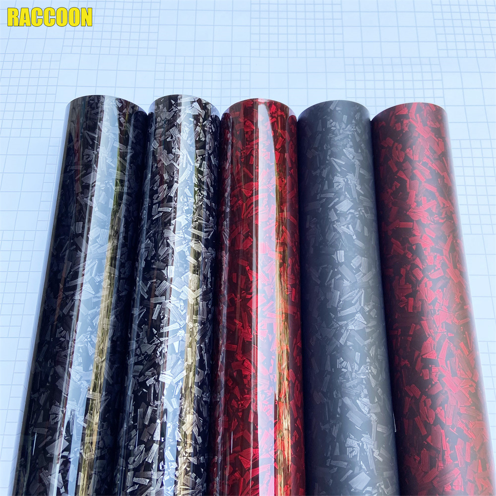PET geschmiedete Kohlefaser Rot Silber Schwarz Carbon Vinyl Wrap Film selbstklebende DIY Vinyl Auto Aufkleber für Motorrad Verpackung