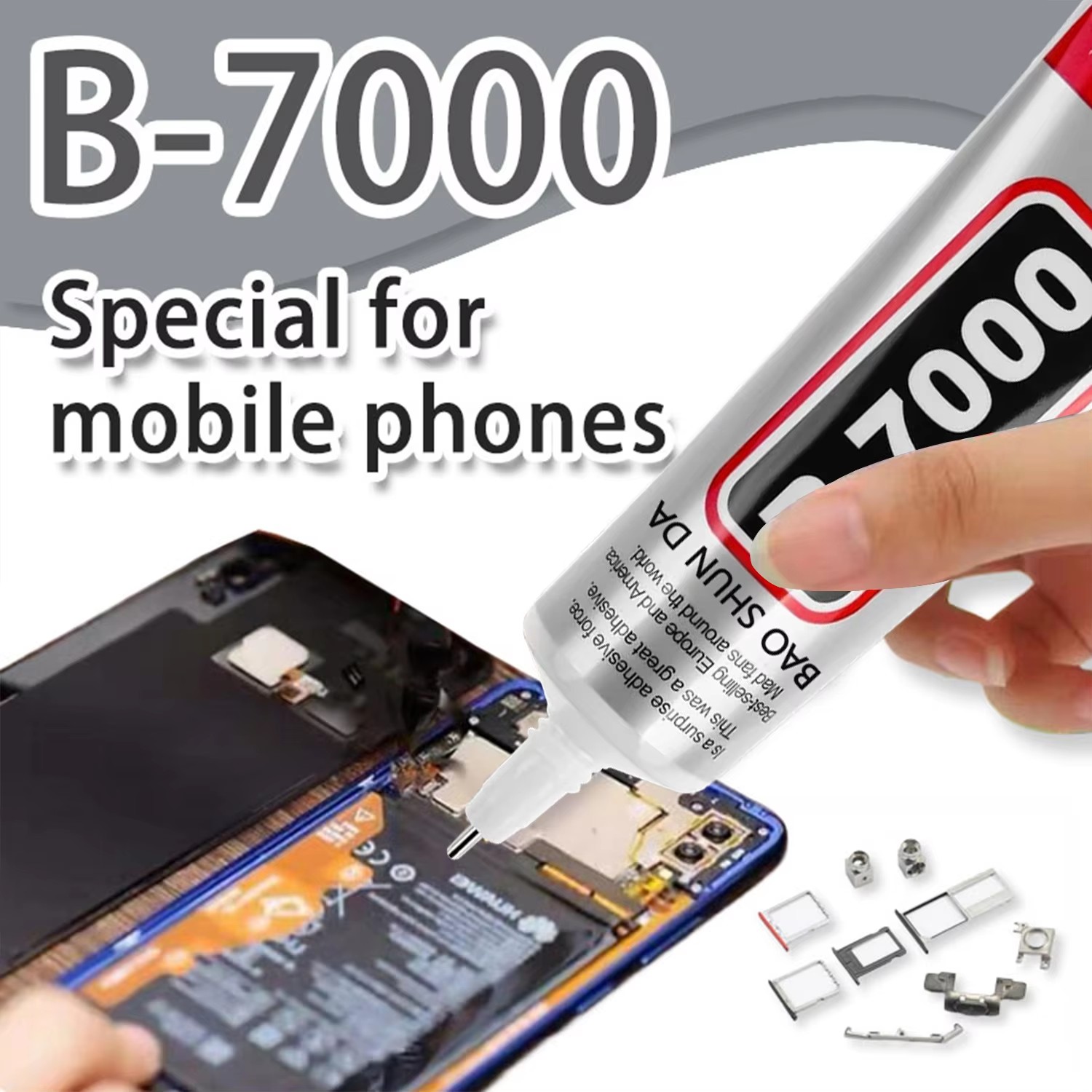 กาว B7000/T7000 ใส สำหรับซ่อมหน้าจอโทรศัพท์ กาวซุปเปอร์ DIY 15/50/110 มล. กาวอเนกประสงค์สำหรับกระจก พลาสติก พร้อมหัวฉีดกาวแบบแม่นยำ