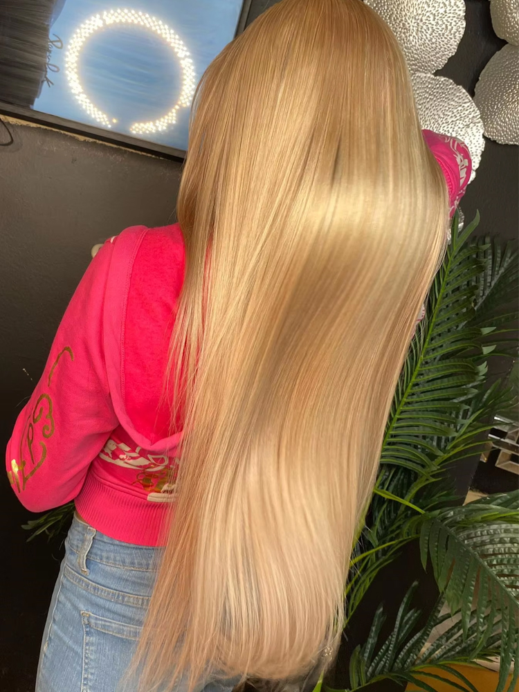 Parrucche per capelli umani anteriori in pizzo biondo miele 13x6 HD densità 200% dritte # 27 Parrucca frontale in pizzo brasiliano Glueless 13x4 colorata da donna