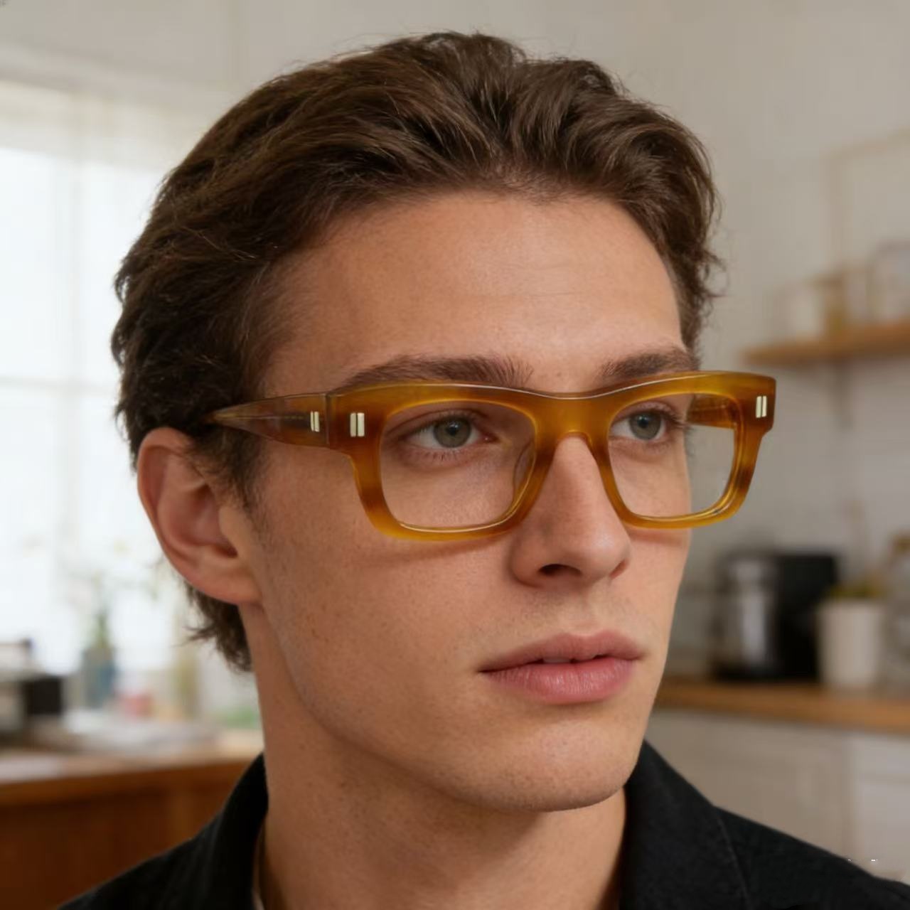 Montura de gafas cuadradas de acetato de alta calidad para hombre y mujer, monturas de gafas gruesas a la moda, monturas para miopía graduadas de lectura