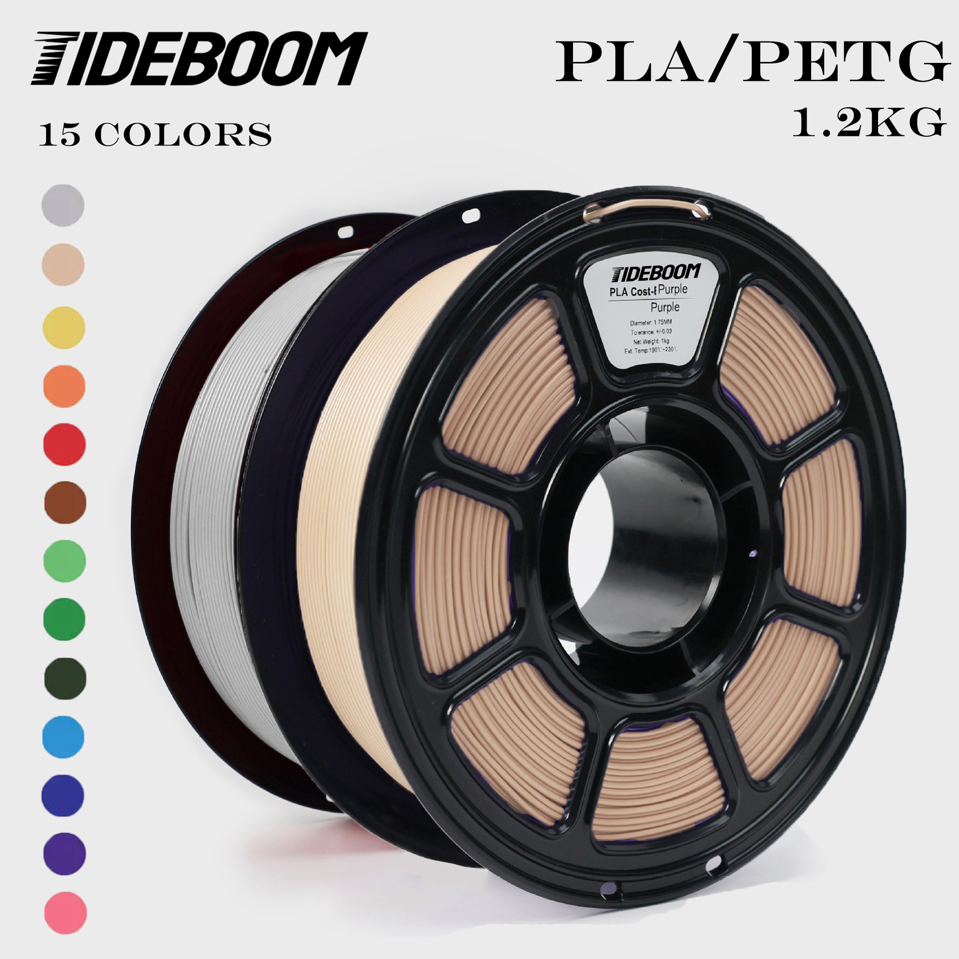 Tideboom PLA/PETG 3D-нить 1,2 кг Высокоскоростная нить для 3D-принтера Высокая скорость потока Матовый эффект 3D-печать Mateial Pla 필라 Gracias트