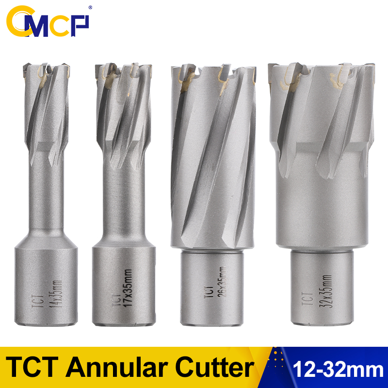 Forets magnétiques à tige Weldon, coupe annulaire TCT, alliage dur, scie cloche pour perceuse à noyau creux en fer, CMCP 12-32mm, 3/4 po