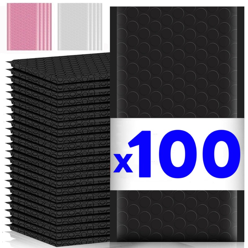 100-10 Uds. Sobres de embalaje de burbujas negros y rosas, sobres blancos de polietileno para envío, relleno de bolsas de burbujas autoselladas, venta al por mayor