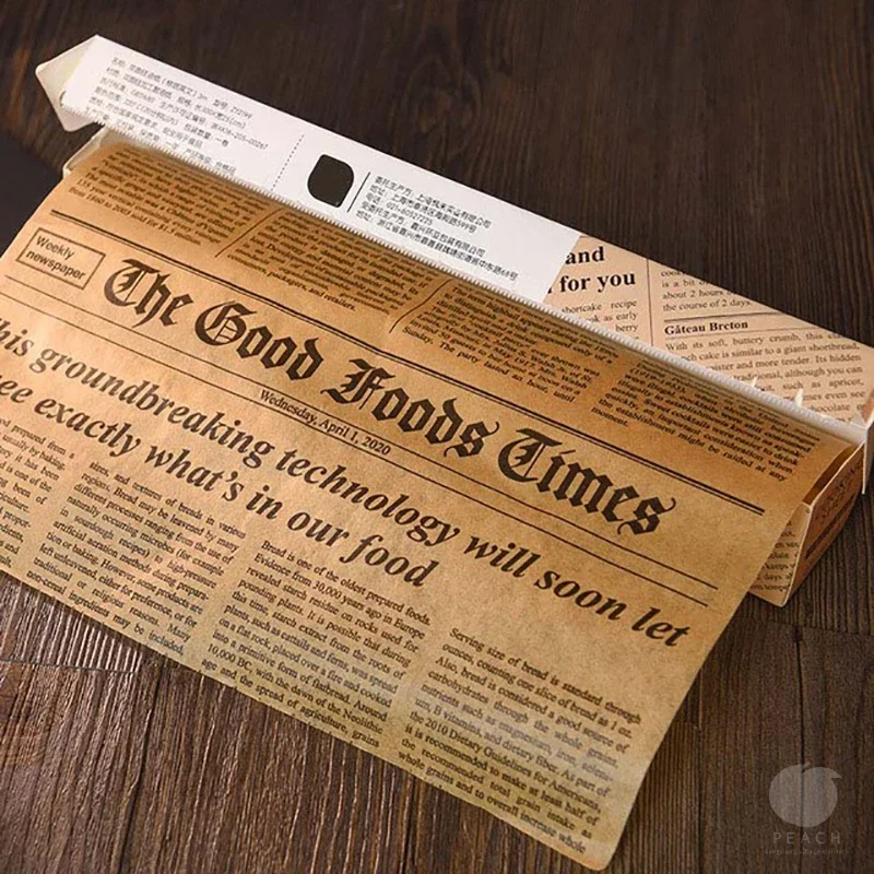 Retro หนังสือพิมพ์ภาษาอังกฤษอุปกรณ์เสริมอาหารสําหรับเบเกอรี่ห้องครัวเกรดอาหารจาระบีกระดาษขนมปังแซนวิช Burger Fries Wrappers คุกกี้