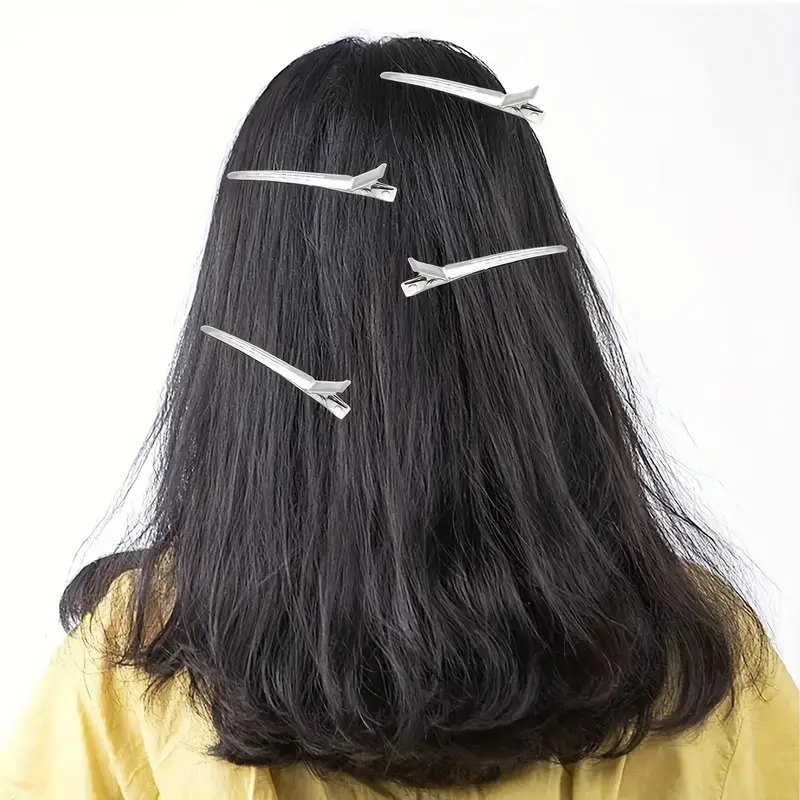新しいアリゲーターヘアクリップ、メタルダックビルヘアクリップ（スタイリング用）-穴付きプロ用セクショニングクリップ（サロン・女性用）
