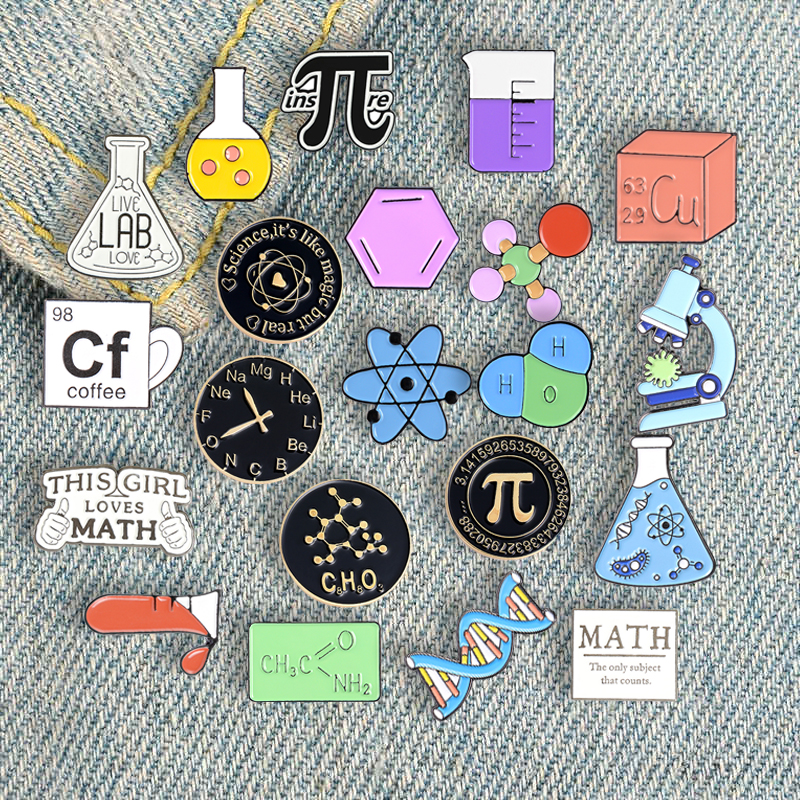 Fórmula Molecular de mecánicos de peso atómico, alfileres esmaltados, broches con símbolo atómico de Dna, insignia, gorras para mochila, regalo para científico