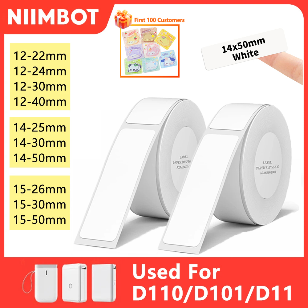 Niimbot 1 rouleau D110 Mini imprimante thermique Portable autocollant blanc papier étanche étiquette adhésive blanc Anti-huile pour D11 D101 D110