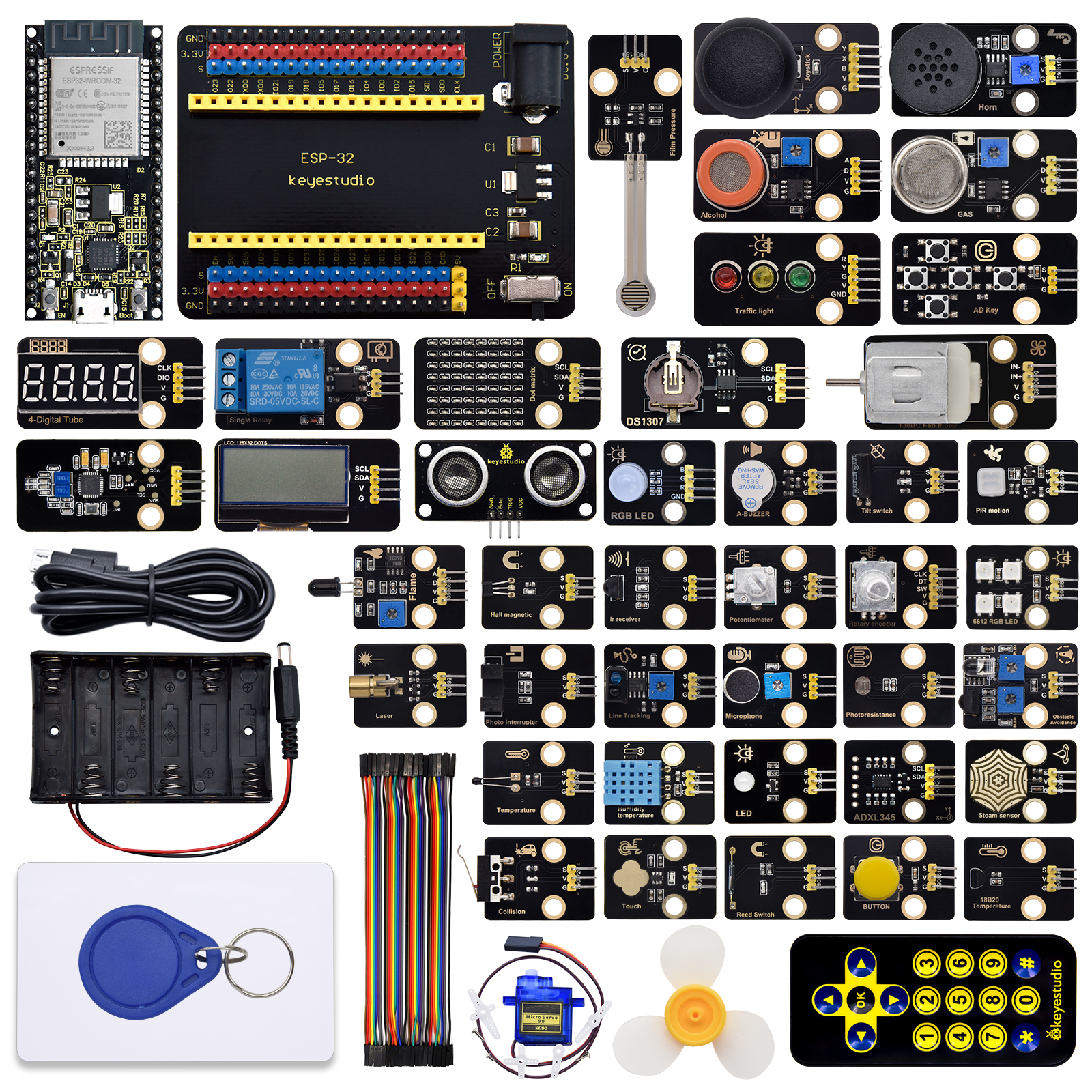 Набор датчиков Keyestudio ESP32 42-в-1 для электронных проектов на ESP32, совместим с Arduino C и MicroPython (65 проектов)