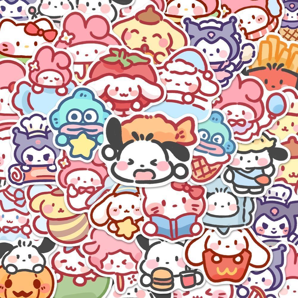 100pcs Cute Cartoon Sanrio Stickers My Melody Kuromi Handbag Decoration Stickers Cinnamoroll Children's Gift Sticker Pack Toy