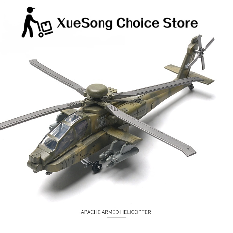 Blocs de construction de la série militaire créative 1/72, hélicoptère Apache AH-64, modèle de jouets décoratifs pour cadeaux de noël