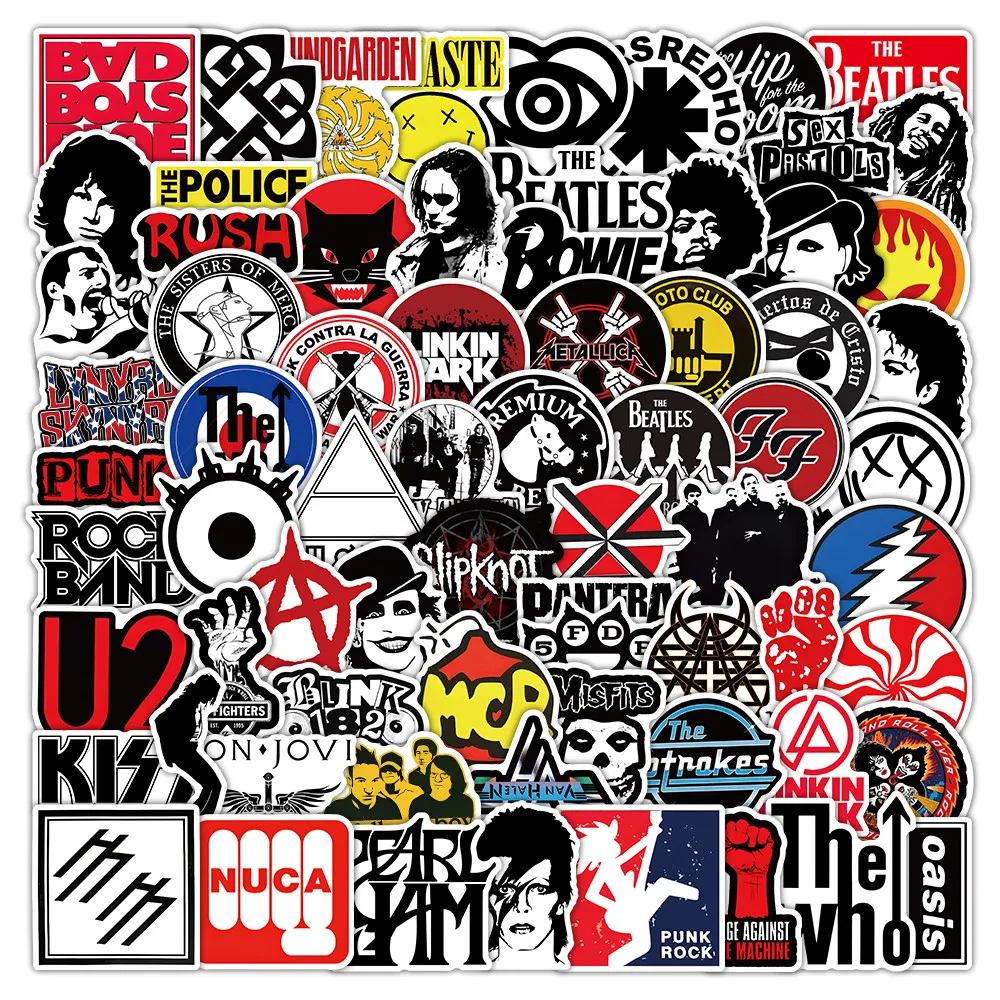50 Pcs Classic Rock & Punk Band Stickers - Waterproof Decor for Phone Case Luggage Laptop Giajar Sticker Store