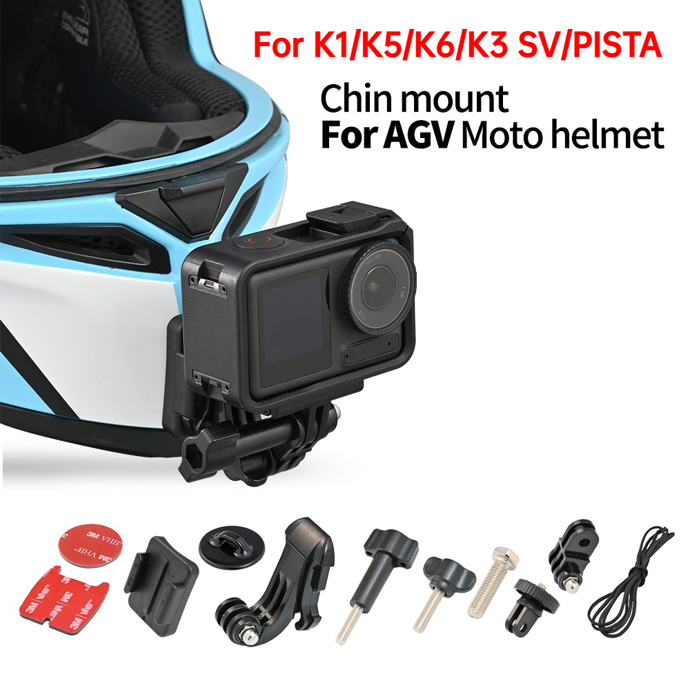 Suporte de Queixo Personalizado em Alumínio para Capacetes AGV K1/K3SV/K5/K6/Pista, compatível com GoPro Hero 13/12/11, Insta360 X4/X3, DJI Action 5Pro/4