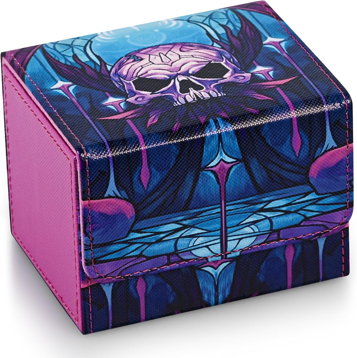 Deckbox für TCG-Karten, Sammelkarten-Aufbewahrungsbox für mehr als 120 Karten mit Ärmeln, PU-Leder-Kartenbox, passend für CCG-Zauberkarten