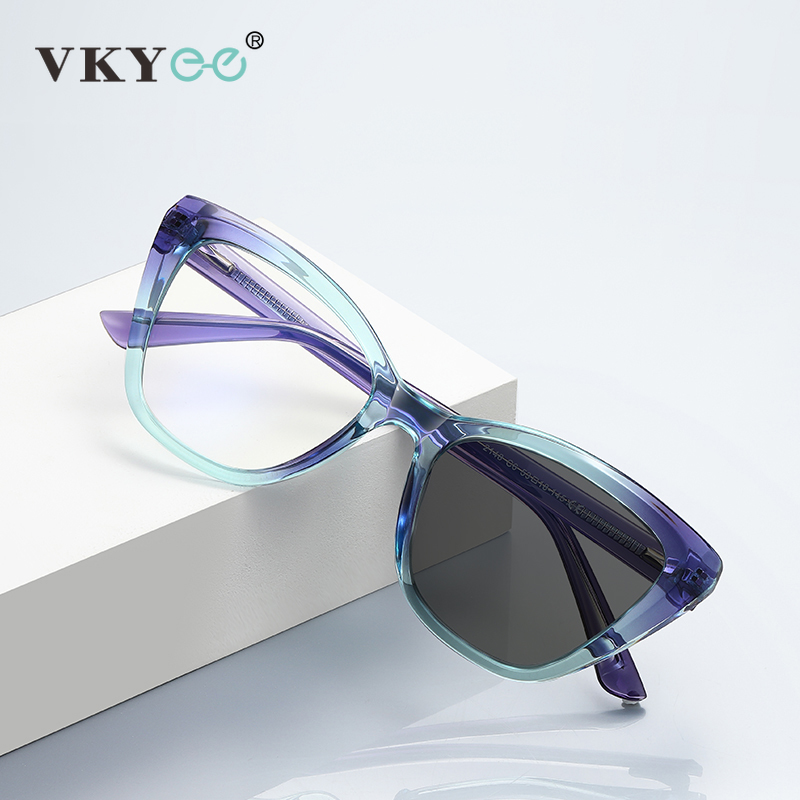 Óculos de leitura VKYEE Cat-Eye para mulheres, luz anti-azul, prescrição personalizável, óculos fotocromático, novo, PFD2148