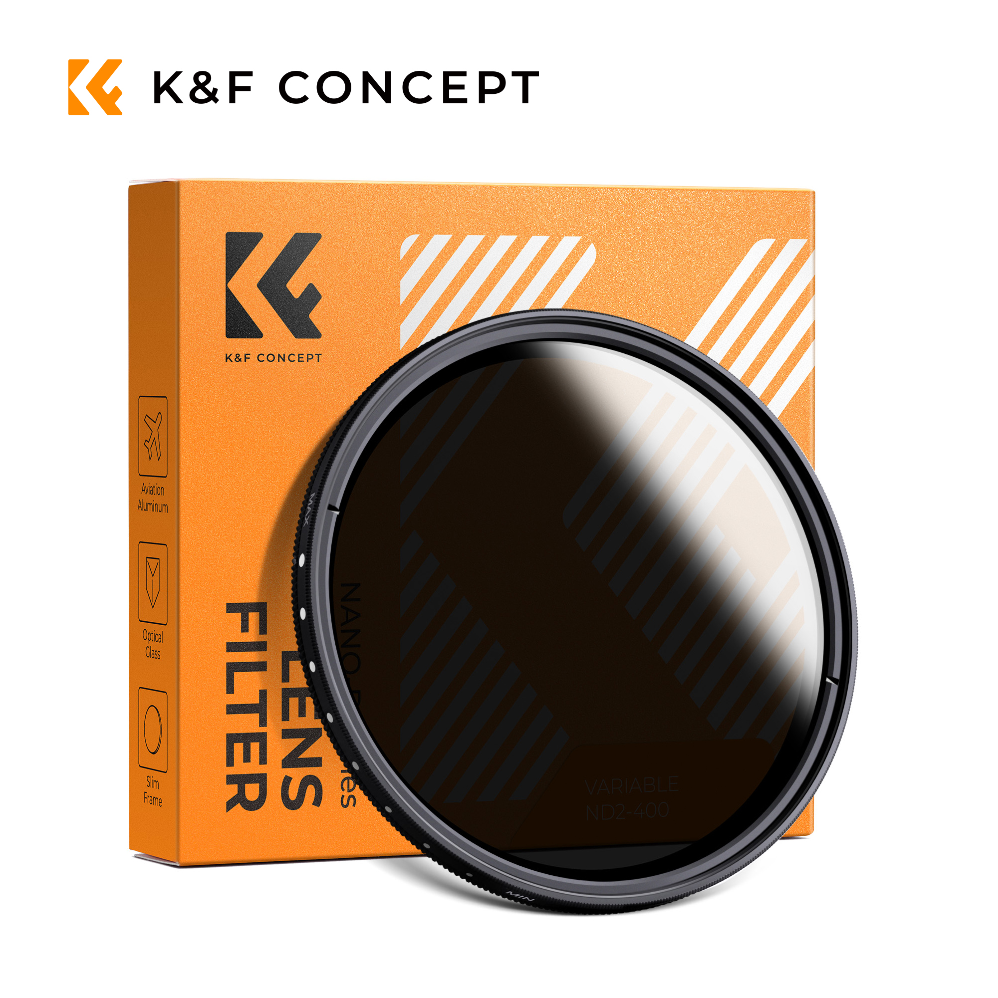 K & F Concept ND2-ND400 ND Filtre à densité variable melon al 37mm 40.5mm 43mm 46mm 49mm 52mm 55mm 58mm 62mm 67mm 72mm 77mm 82mm