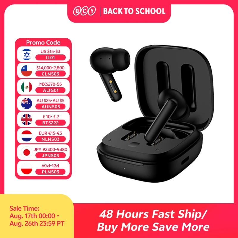 QCY-auriculares inalámbricos T13 ANC, cascos con Bluetooth 5,3, TWS, ANC, cancelación de ruido, 4 micrófonos, ENC, intrauditivos, manos libres
