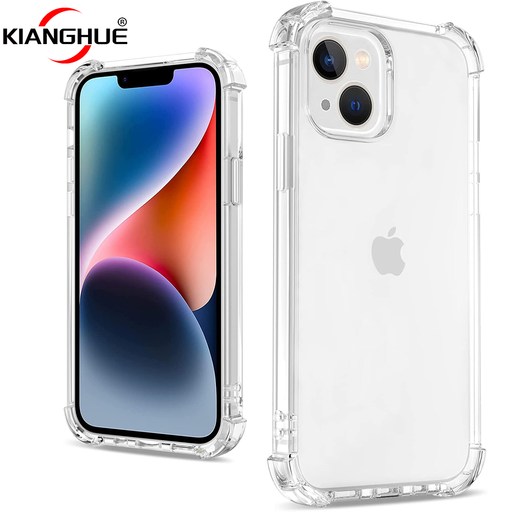 Противоударный чехол для iPhone 15, 14, 13, 12, 11 Pro Max, ультратонкий силиконовый мягкий прозрачный чехол для Apple 13 12 Mini 15 14 Plus Cover 11