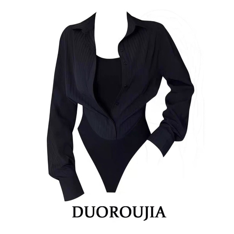 2026 Spring Fashion New Women's Elegant Jumpsuit Casual Temperament Korean High-end Design Sense Fake Two-piece Jumpsuit Top
