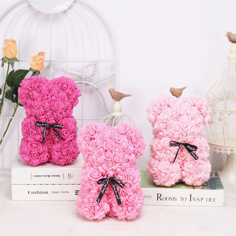 Artificial Foam Flowers Bear Rose Bear Romantic Creative Gifts For Valentines Day Mothers Day Anniversary Wedding