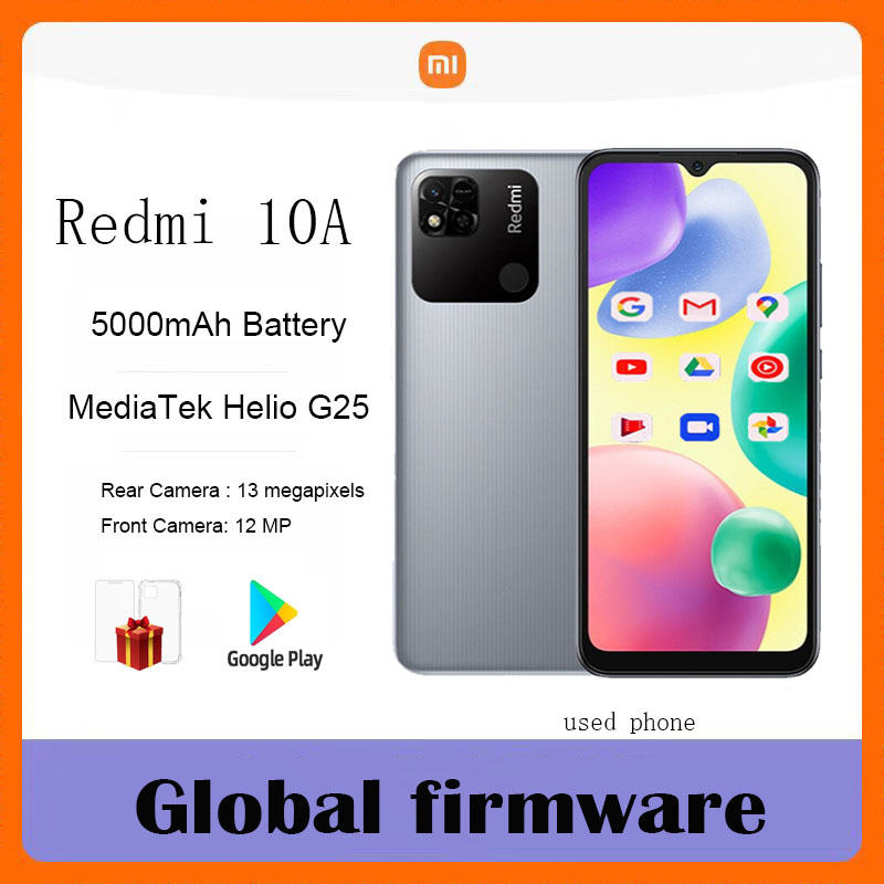 Firmware global Xiaomi Redmi 10A Smartphone 6.53' HD Display Helio G25 Octa Core 13MP 5000mAh Telefone usado