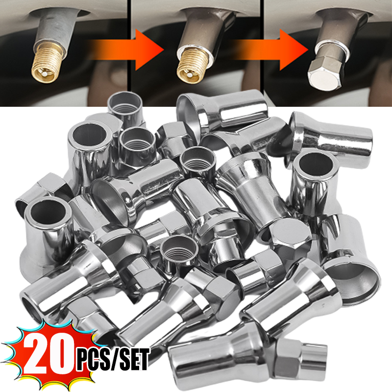 5/10SET cromado Snap-on válvula de neumático de camión de coche tapa Hexagonal con cubierta de manga rueda de neumático de coche accesorios universales
