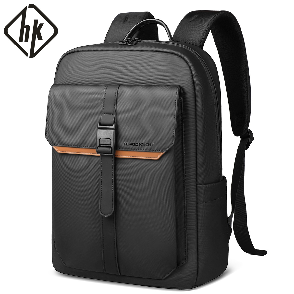 Zaino da lavoro elegante HK da uomo Zaino per laptop impermeabile con patta da 15,6 pollici Zaino casual con tasche multiple per la scuola di lavoro