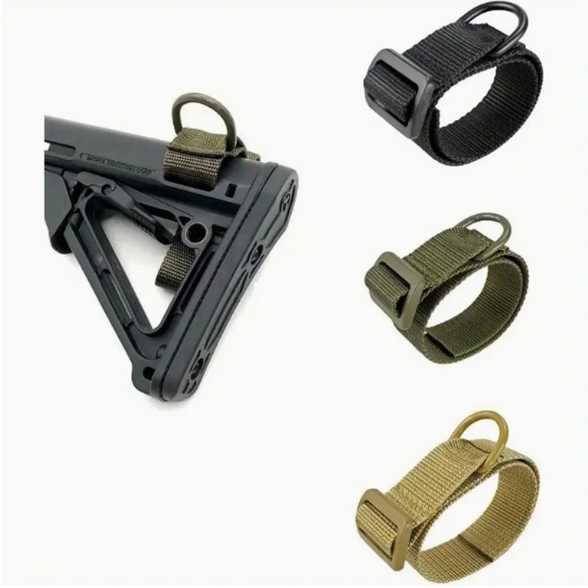 Adapter do taktycznego pasu nośnego na broń, czarny, wytrzymały, z pętlą w kształcie litery D, nylonowy pasek do mocowania na ramieniu, do karabinu, karabinu strzeleckiego, na kolbę.