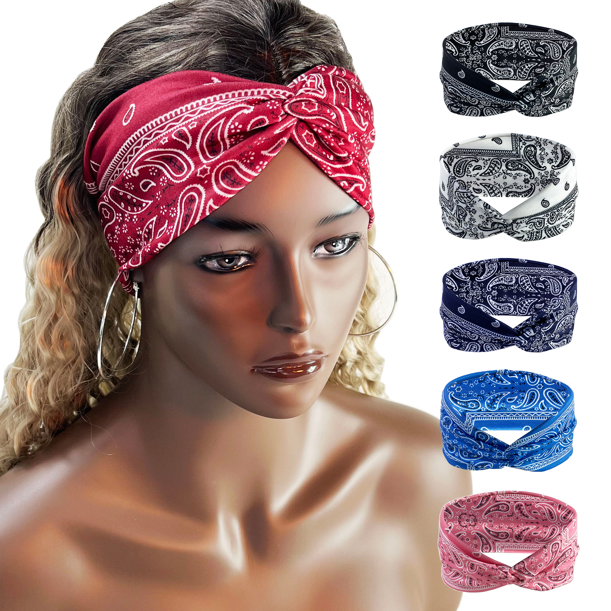Stirnbänder Kreuzelastizität Haarband Bandana Print Head Wrap Beauty Sports Stirnband