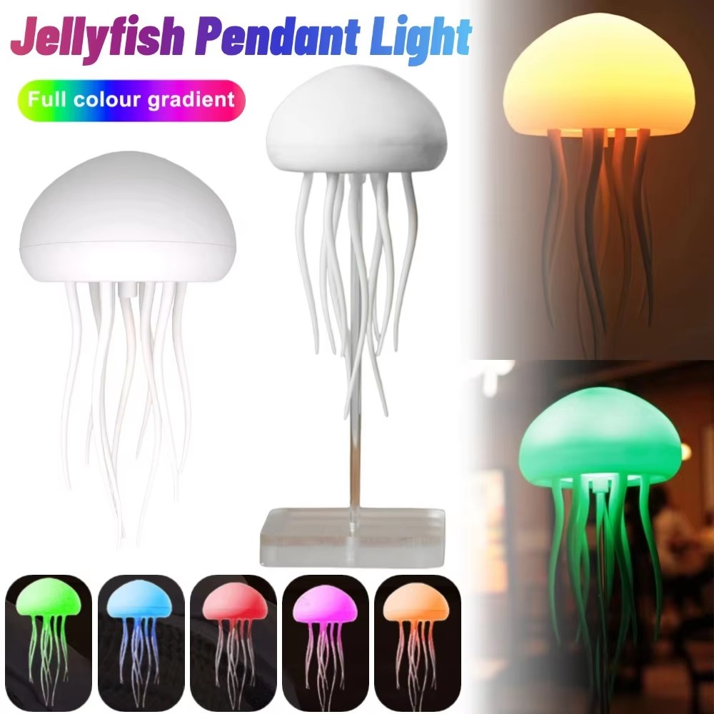 Cartoon Quallen Nachtlicht RGB Gradient Nette Quallen Nachttischlampe Sprachsteuerung Typ-C Lade LED Nachtlampe