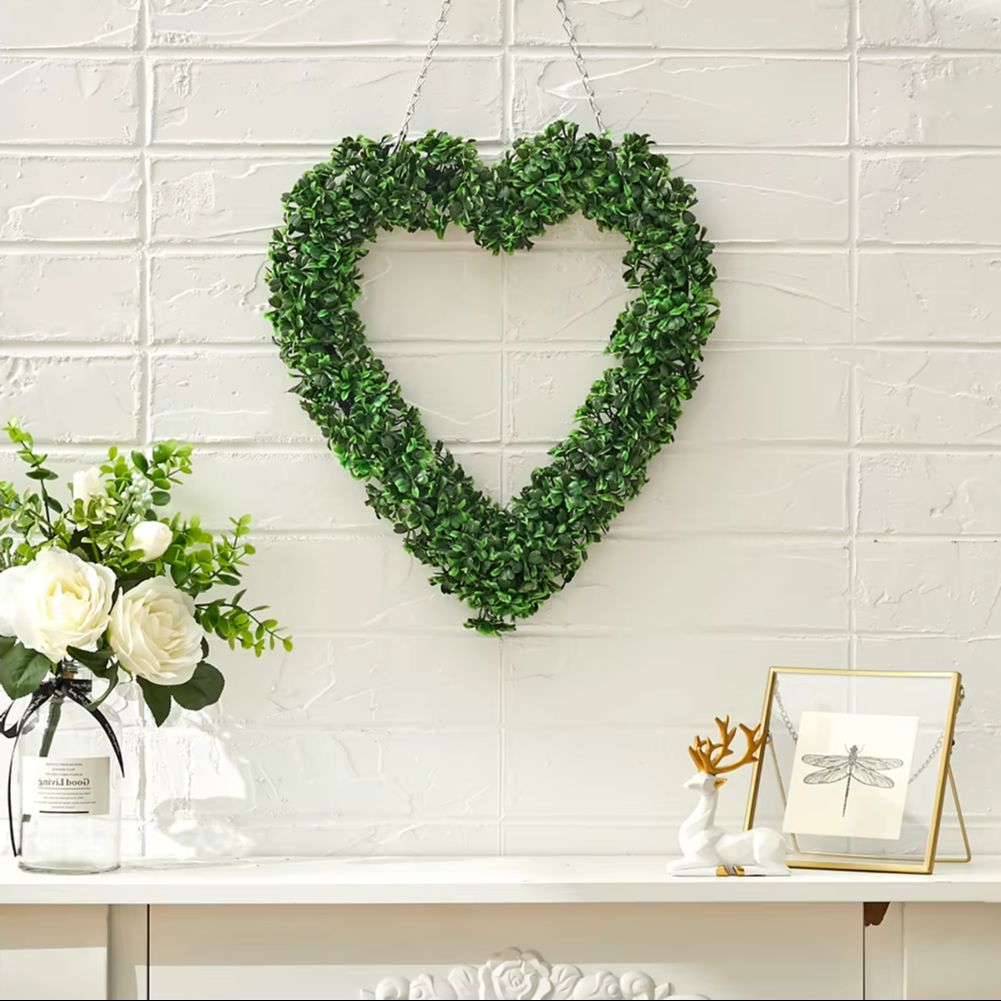 Zielony sztuczny Topiary bukszpan z designem serca wieniec ozdoba ogrodowa