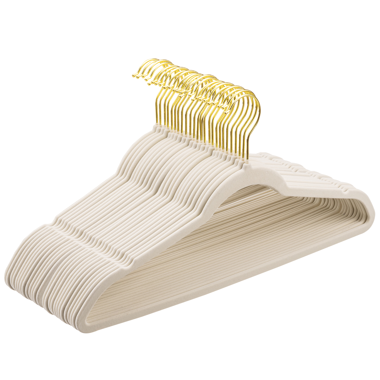 Paquete de 30/60 Perchas de Terciopelo Color Marfil, Perchas Antideslizantes Resistentes para Abrigos, Perchas Delgadas para Ahorrar Espacio en el Armario, 360 °   Gancho Giratorio