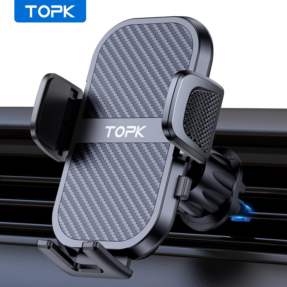 TOPK Soporte para teléfono para automóvil Ventilación de aire, Soporte para teléfono para automóvil 360 °   Rotación, compatibilidad con clip ajustable Apto para todos los teléfonos inteligentes de 4"-7"