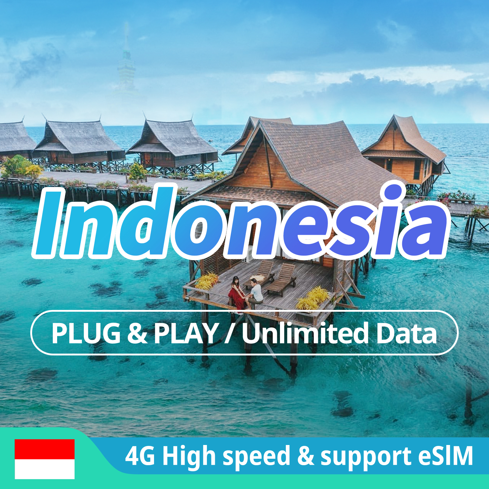 Tarjeta SIM de Indonesia, dispositivo 4G LTE de alta velocidad, Datos ilimitados, compatible con eSIM, 3 a 30 días