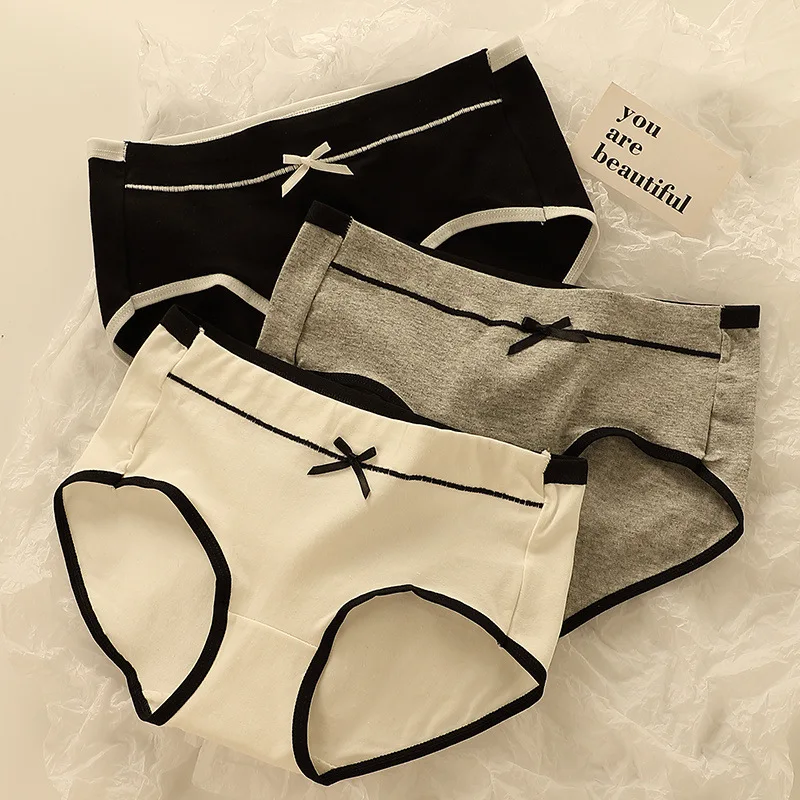 Sous-vêtements respirants en pur coton pour femme, entrejambe complet, serrage de la taille, étudiant, fille, 3 pièces