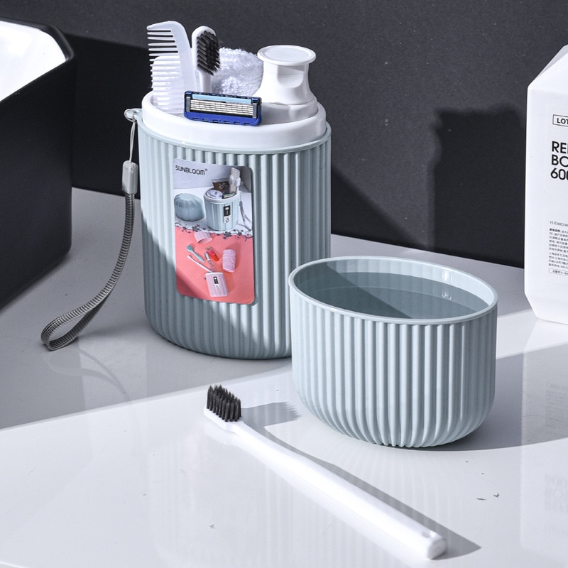 Tasse de bain de bouche de voyage, Portable, mignon, essentiel pour les voyages d'affaires, étui pour brosse à dents avec couvercle, ensemble de rangement multifonctionnel