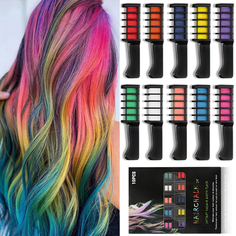 10PCS Kinderen Multi Kleur Haarverf Kam Set Mode Make-Up Speelgoed Kits Wegwerp Haar Verven Kam Speelgoed Voor Meisje verf Haar